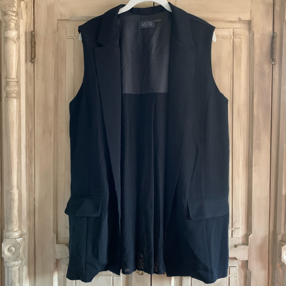 ASTR Black Chiffon Vest with Pockets